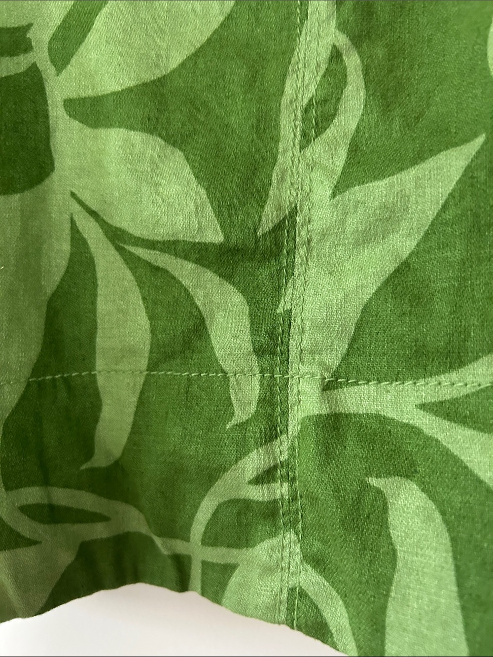 Banana Republic Crop Top Sz M w MEASUREMENTS Green Leaf Print Linen Adj. Straps - Picture 11 of 12